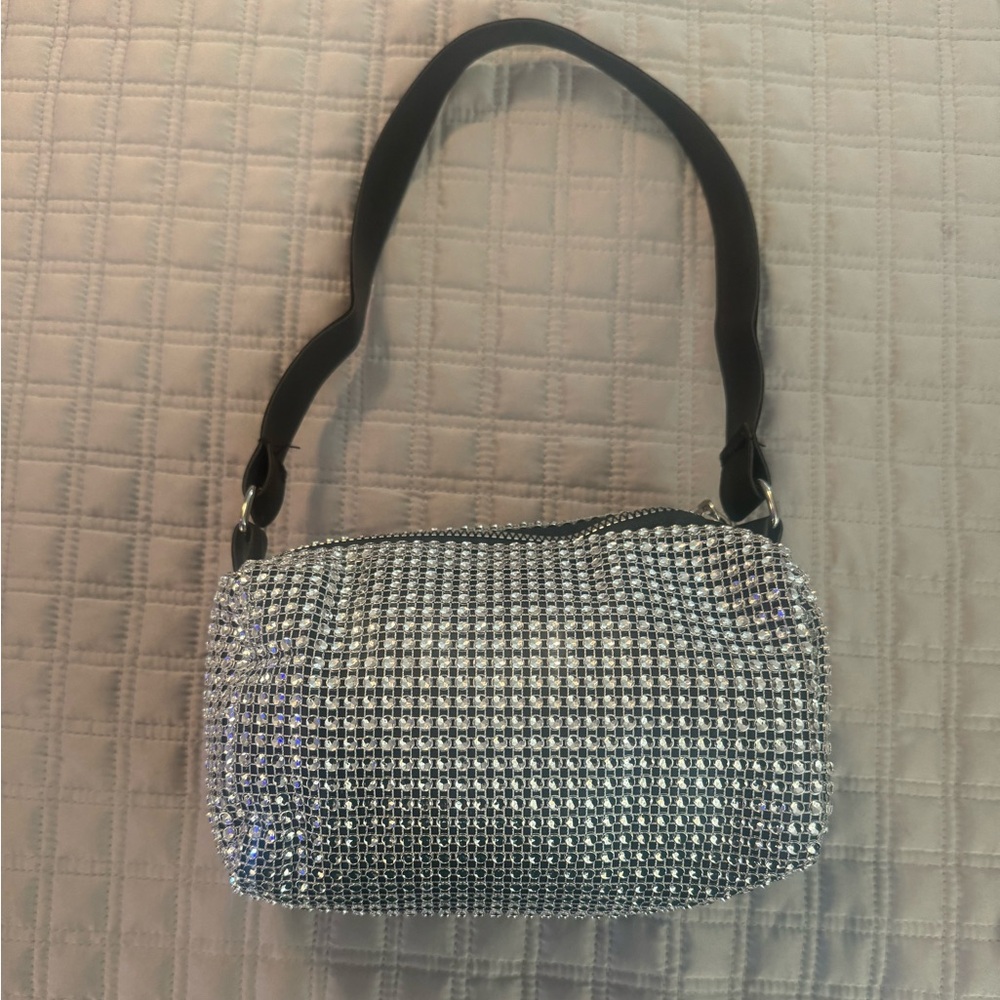 Allover Rhinestone Pouch Bag Purse OS New